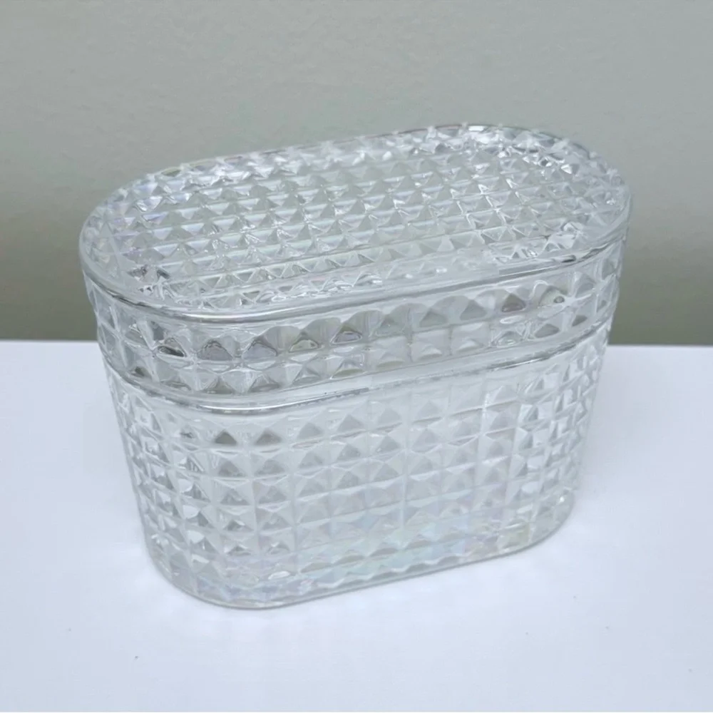 NEW Target Bullseye Playground Clear Glass Trinket Box with Lid